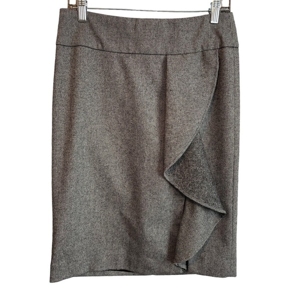 Talbots Cascading Ruffle Wool Blend Pencil Career Skirt Women's Size 2 - Picture 1 of 9